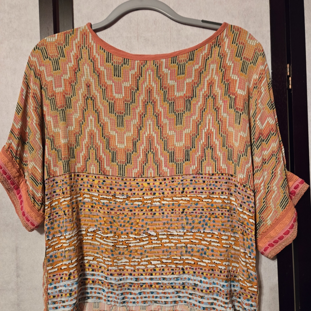 Anthropologie Blank London Boho Top Blouse With Embroidery Sleeves Size Petite S